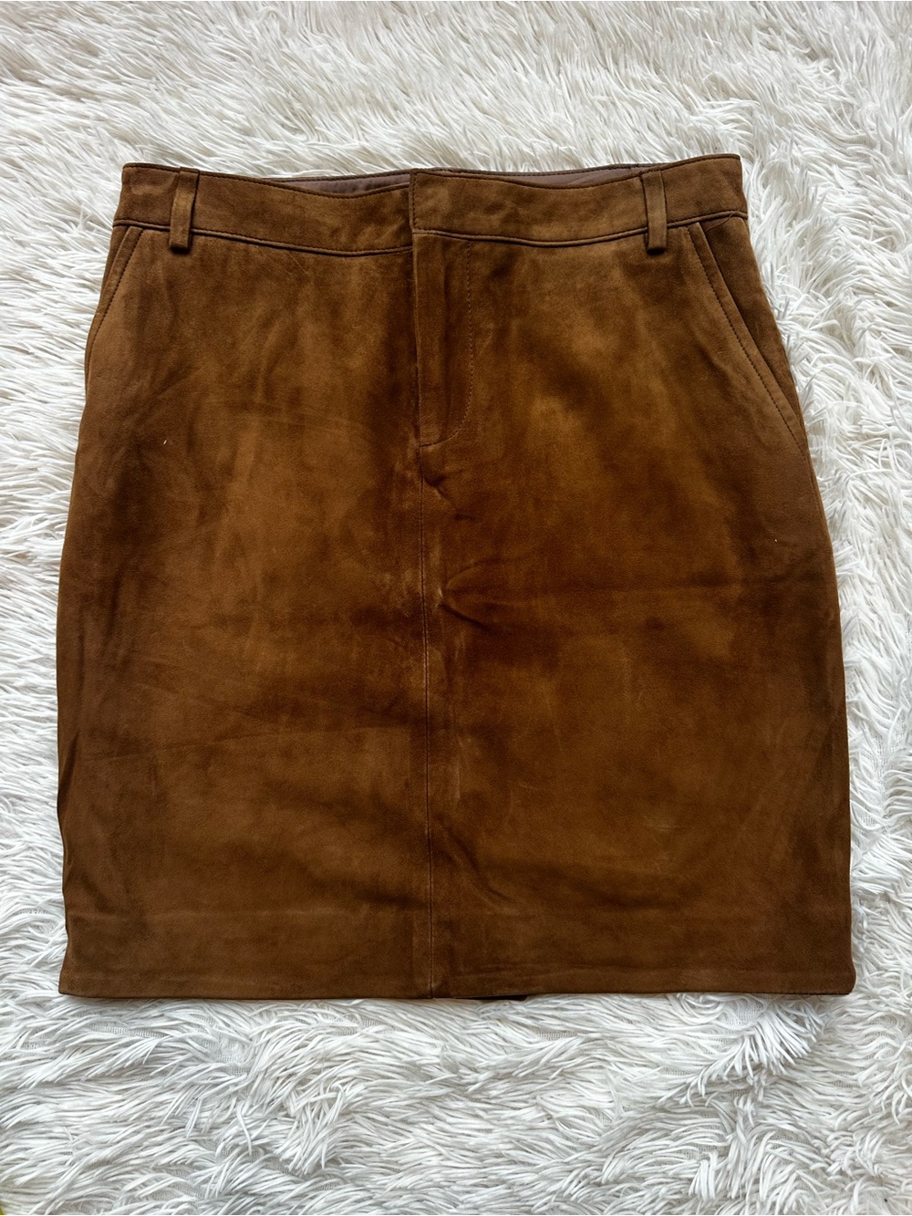 Ralph Lauren Chestnut Brown Suede Pencil Skirt